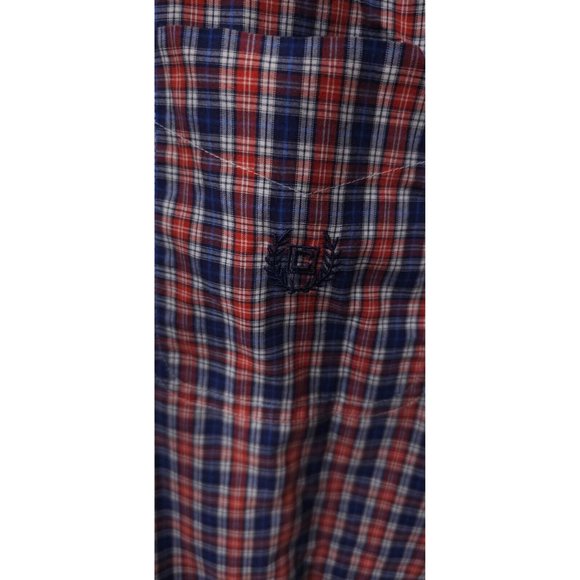 Chaps Easy Care EST 1978 Mens XXL Red Blue Plaid Long Sleeve Button Up Shirt - Picture 4 of 12